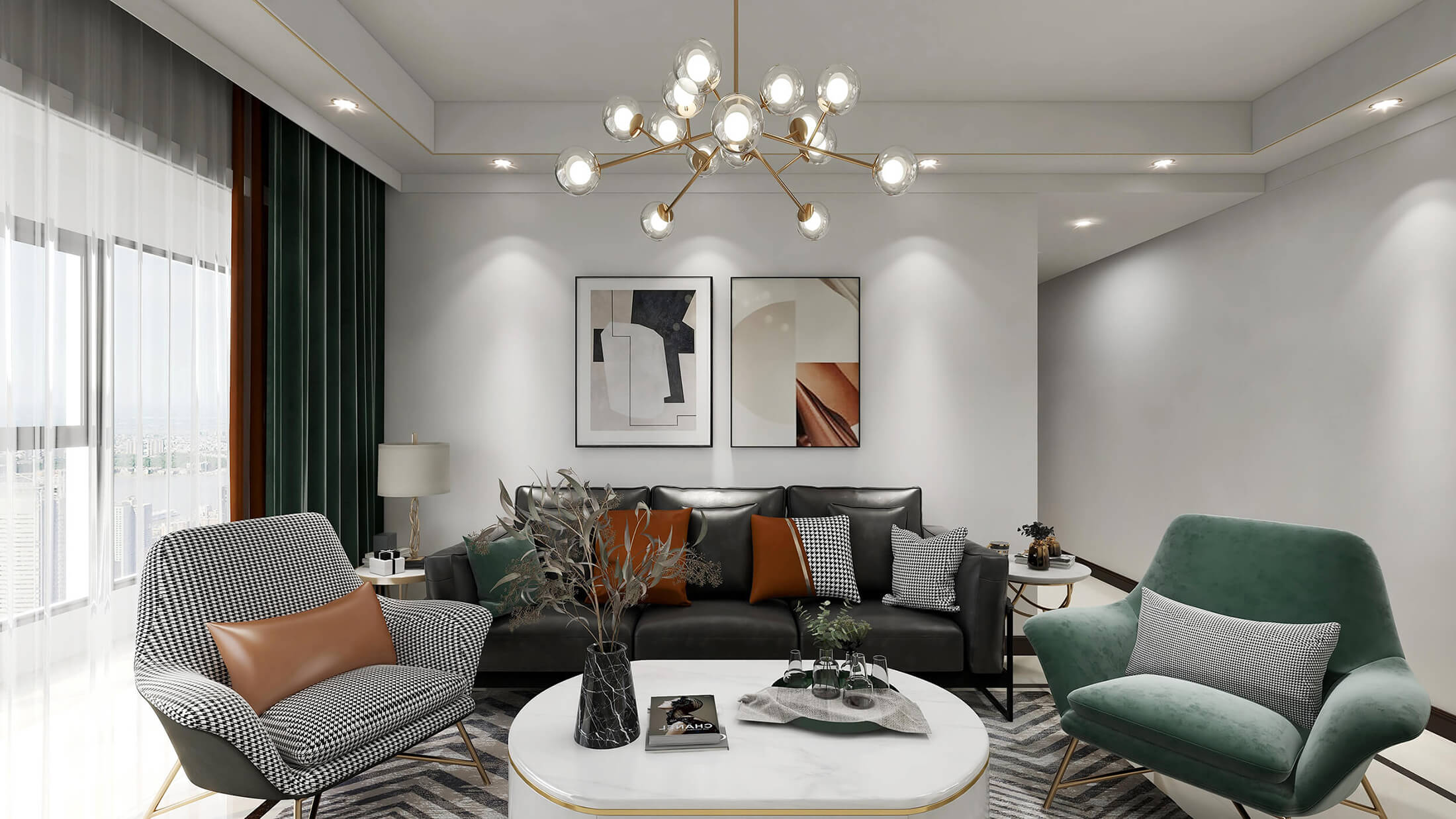 融創(chuàng)九堂府128㎡現代輕奢風格案例